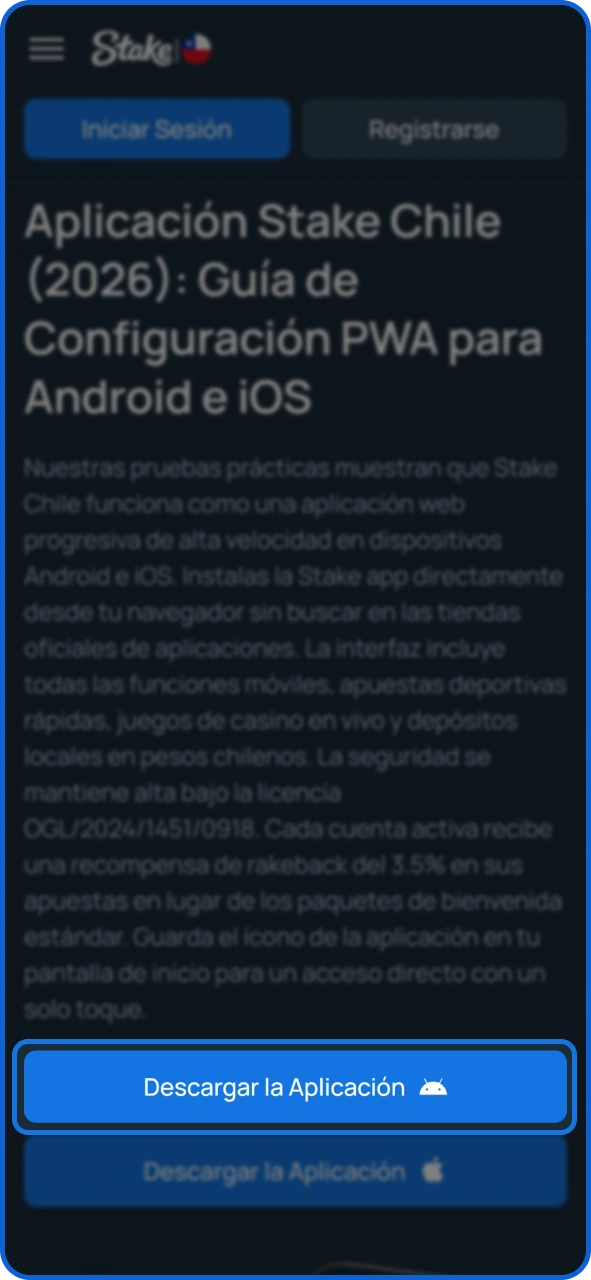Toca este botón para obtener la aplicación de Stake para Android.