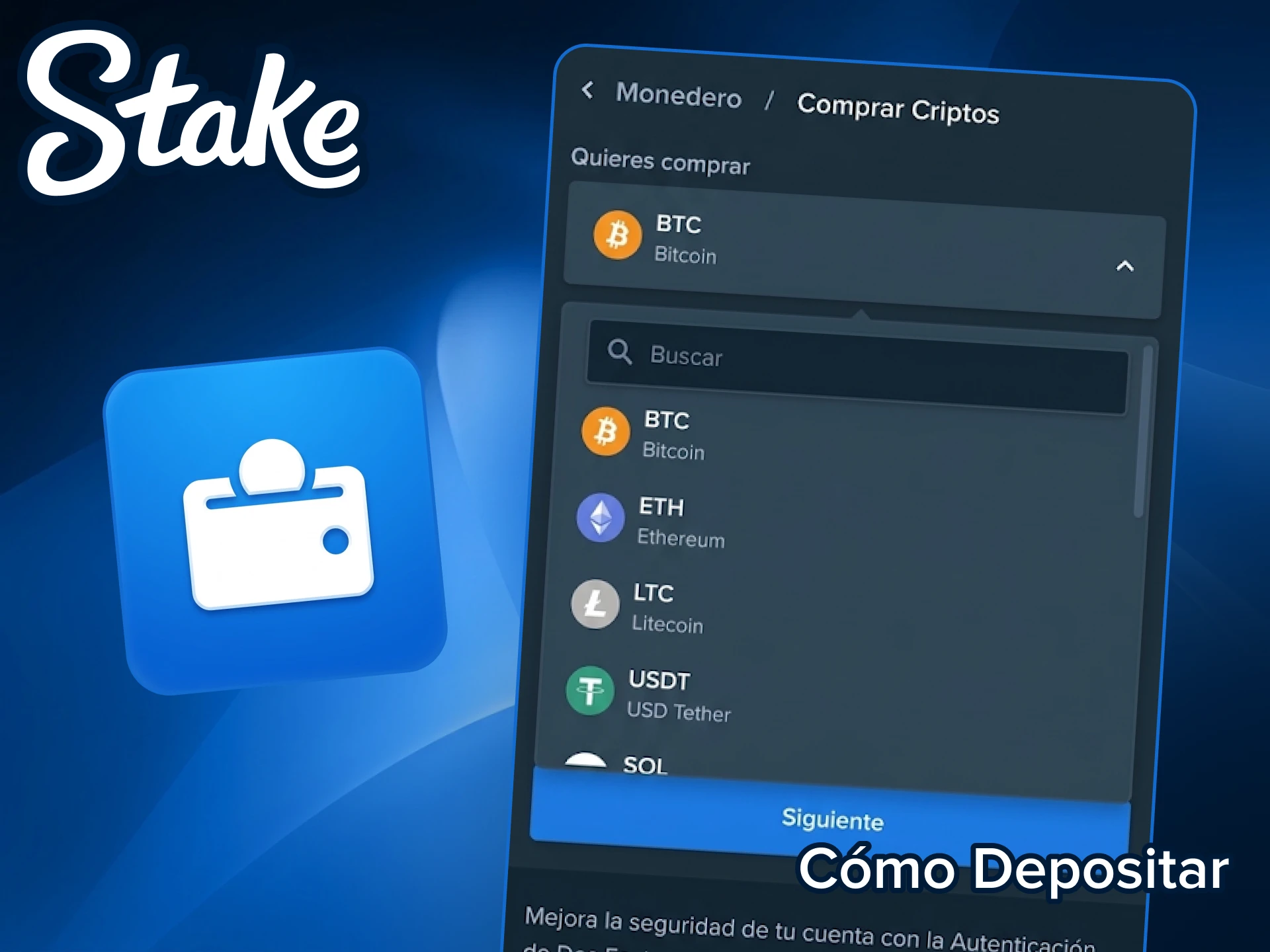 Deposita fondos en tu cuenta de Stake usando la app móvil.