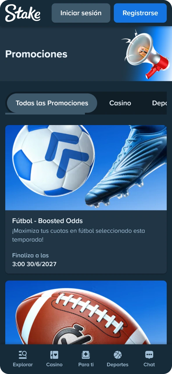 Consulta las últimas promociones en la aplicación de Stake.