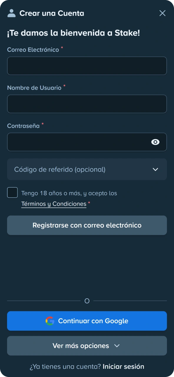 Registrarse en la aplicación Stake fácil y rápido.