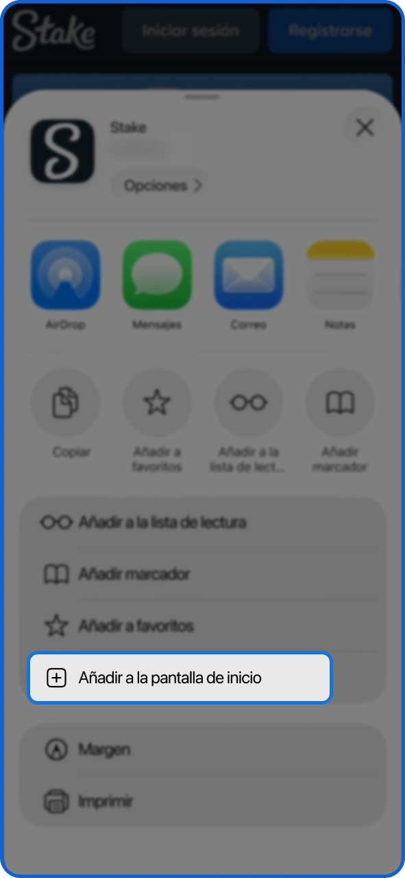 Añade Stake a tu pantalla de inicio de iOS.