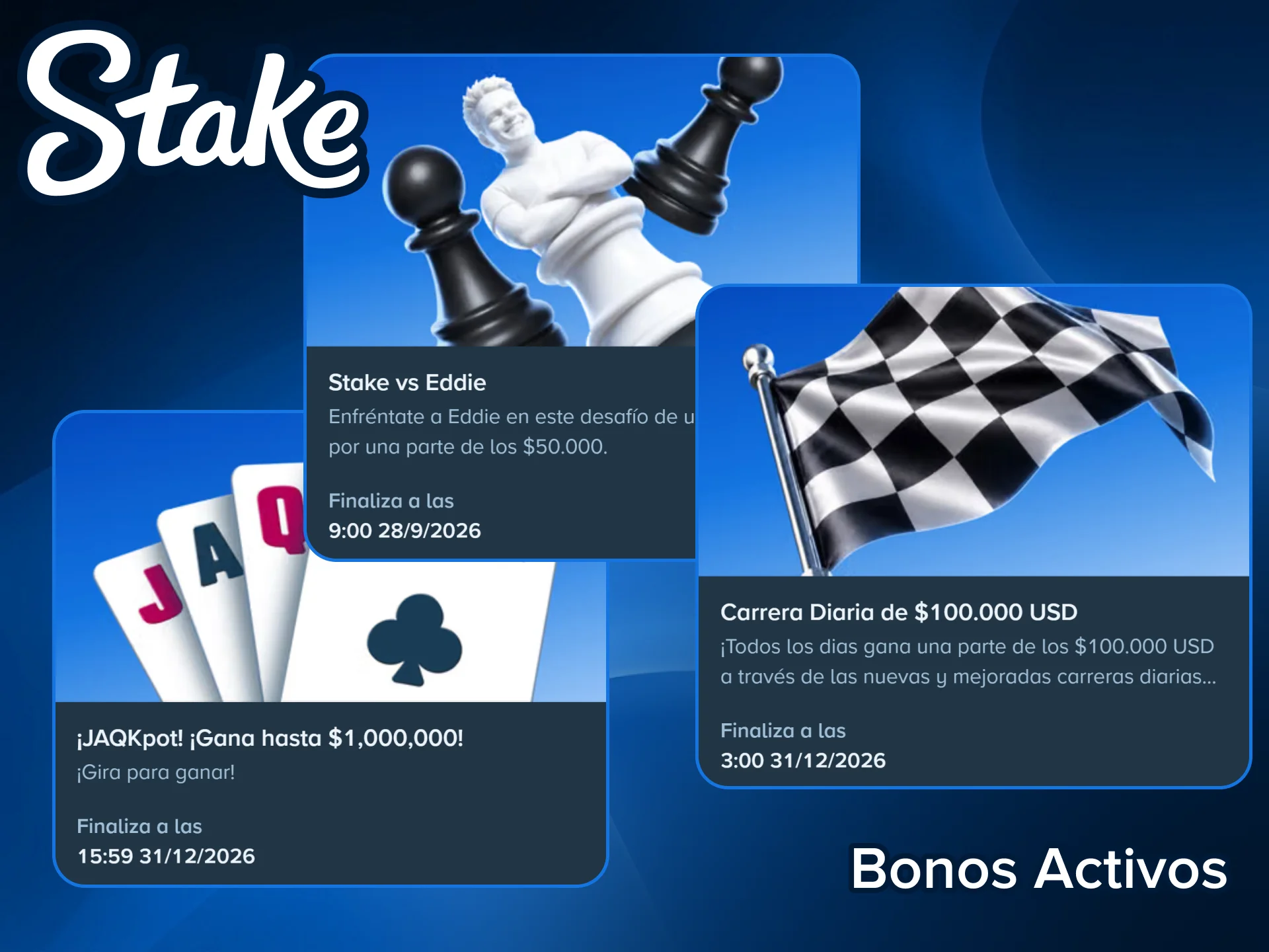 Obtén los mejores bonos activos de Stake para jugar desde tu móvil.