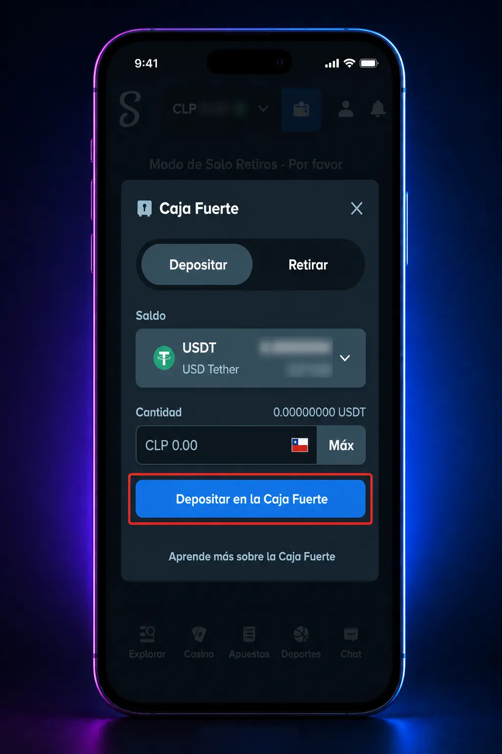 Guía en 5 pasos para registrarse y apostar en fútbol en Stake desde Chile, mostrada en captura de pantalla móvil.