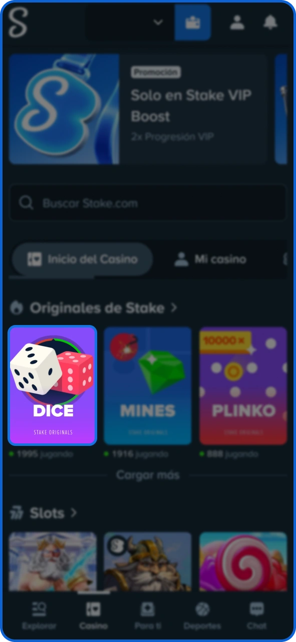 Empieza a jugar para superar los desafíos de bonificación de Stake.