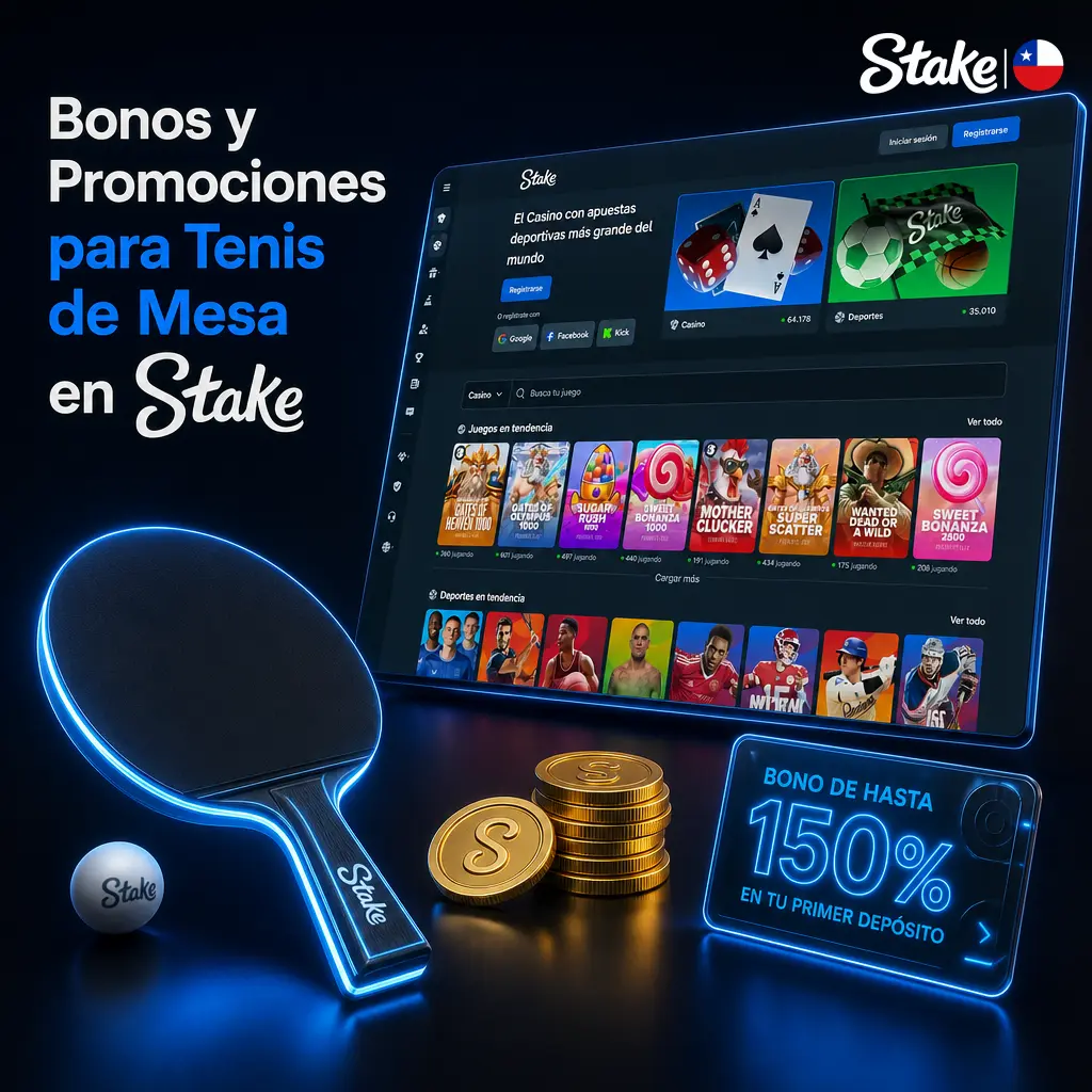 Bonos y promociones de Stake para tenis de mesa: rakeback, recompensas VIP y Sports Races con premios en efectivo.