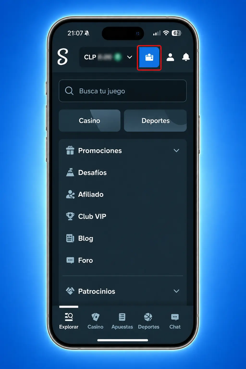 Guía paso a paso para depositar dinero en Stake usando criptomonedas o métodos de pago habilitados en la plataforma.