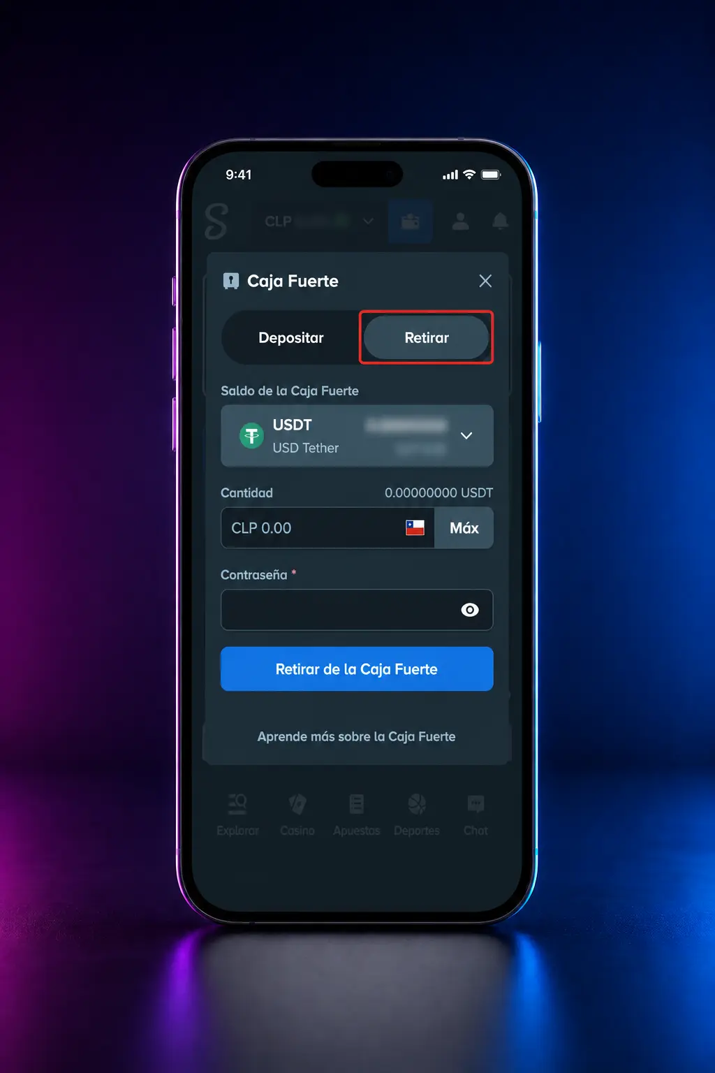 Guía paso a paso para retirar dinero de Stake usando la billetera, criptomonedas o AstroPay en la plataforma.