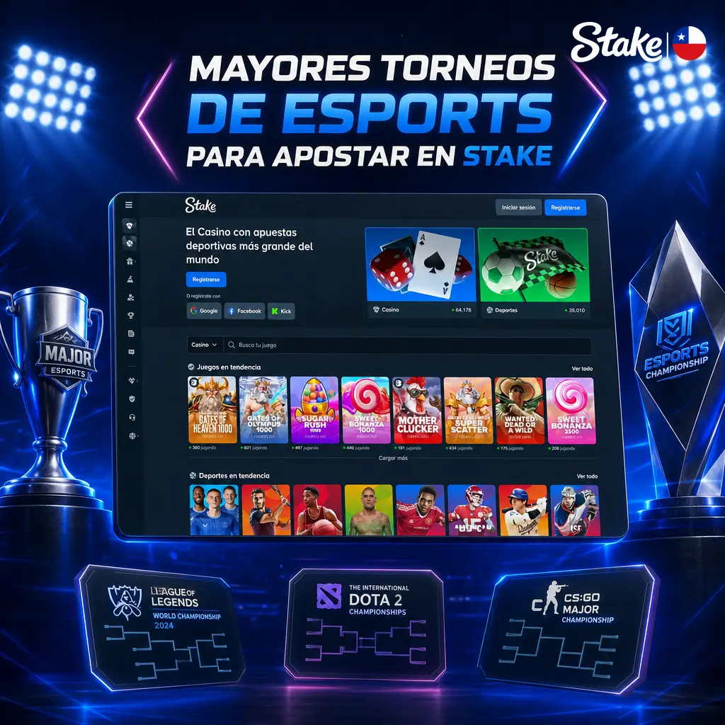 Principales torneos de eSports en Stake para apostar: CS2, Dota 2, League of Legends, Valorant, StarCraft II y más.