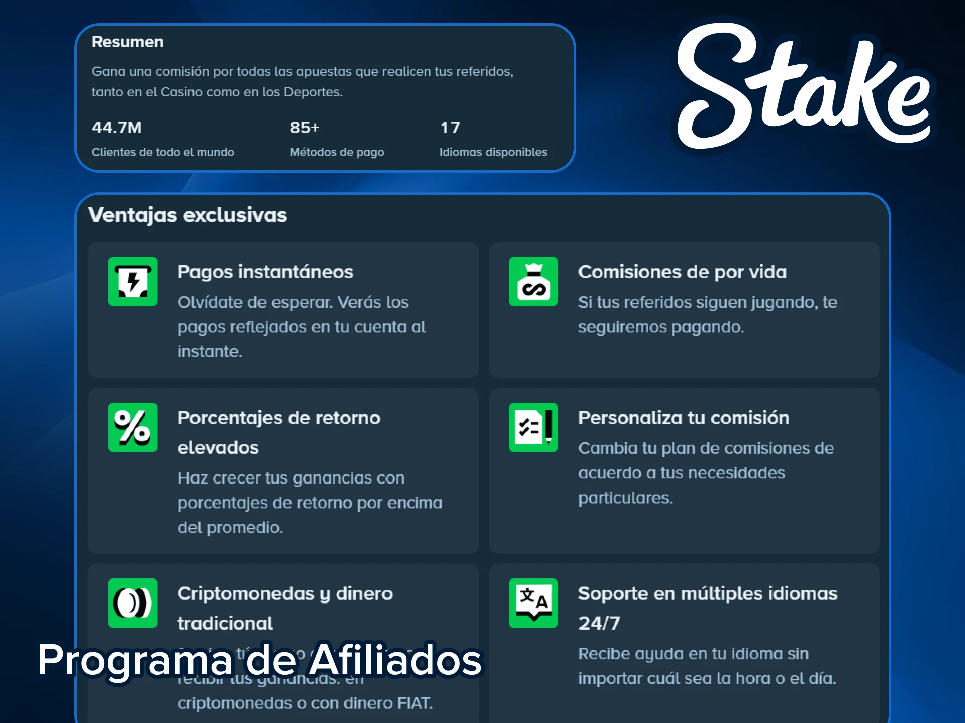 Únete al programa de afiliados de Stake y genera excelentes ingresos.