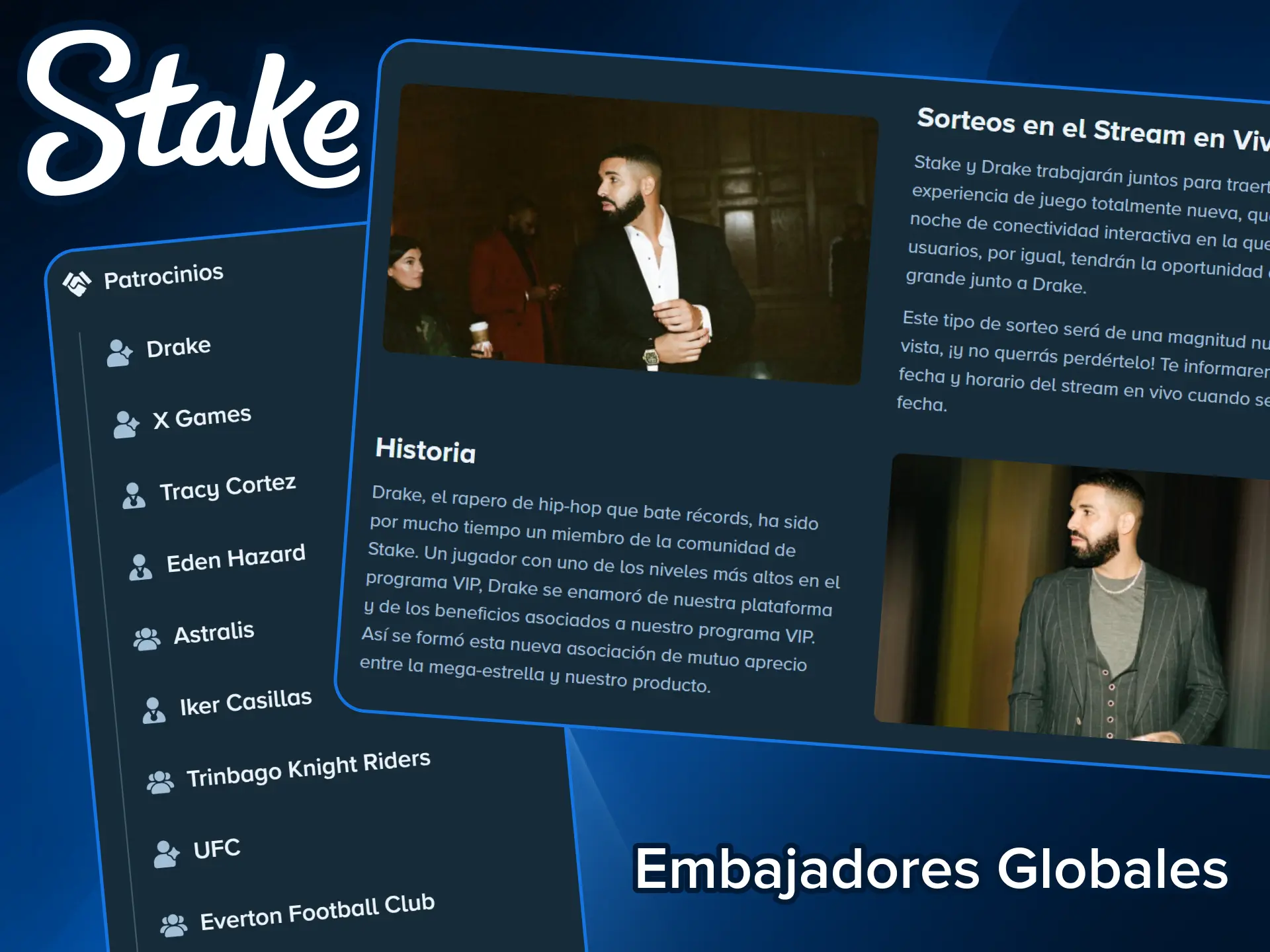 Conoce a los embajadores globales de Stake en Chile y disfruta sus juegos.