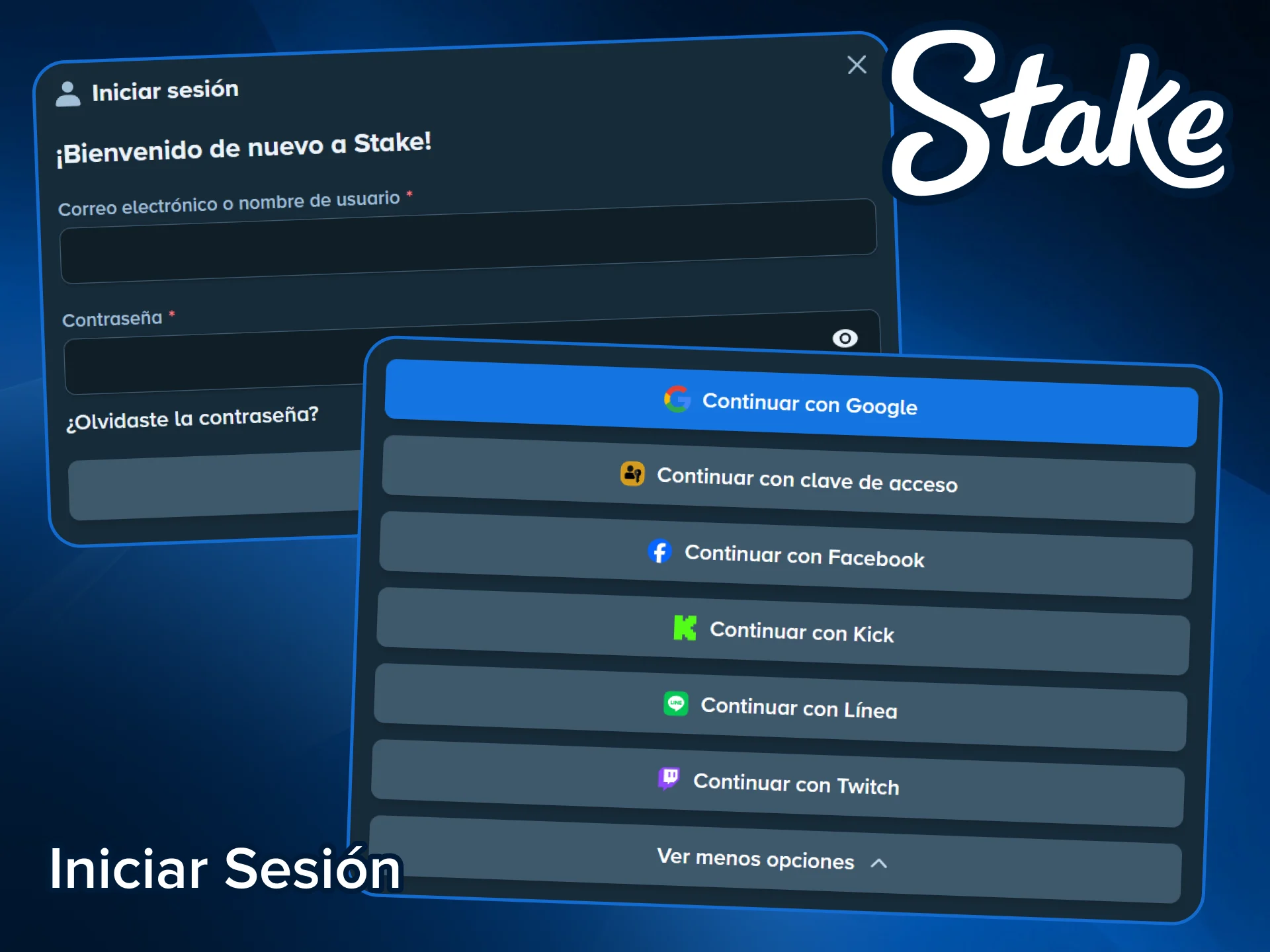 Inicia sesión en tu perfil de Stake para disfrutar de apuestas seguras.
