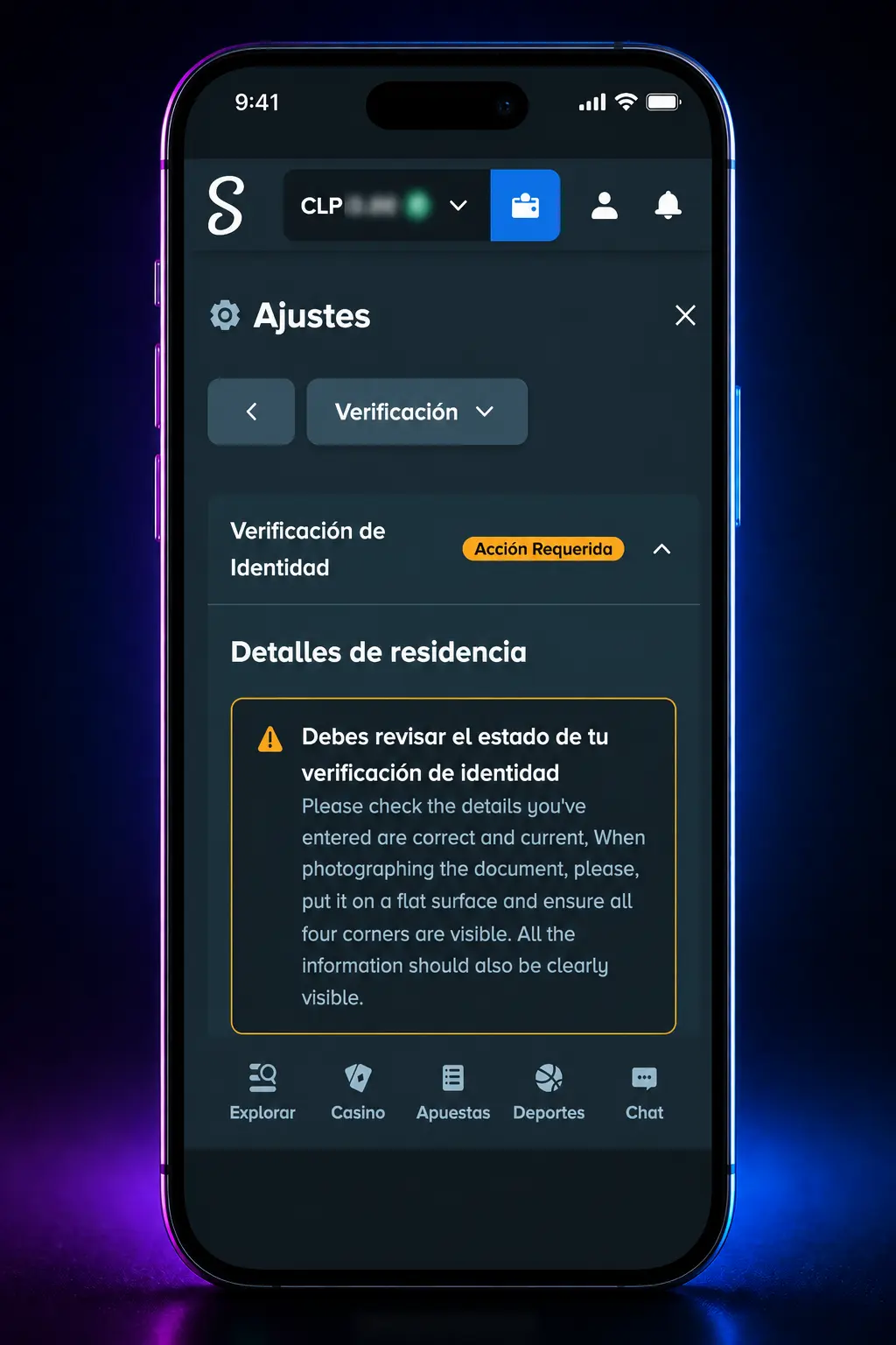 [MOBILE_SCREENSHOT] - Guía en 5 pasos para registrarte y apostar en cricket en Stake Chile, desde el registro hasta la apuesta en vivo.