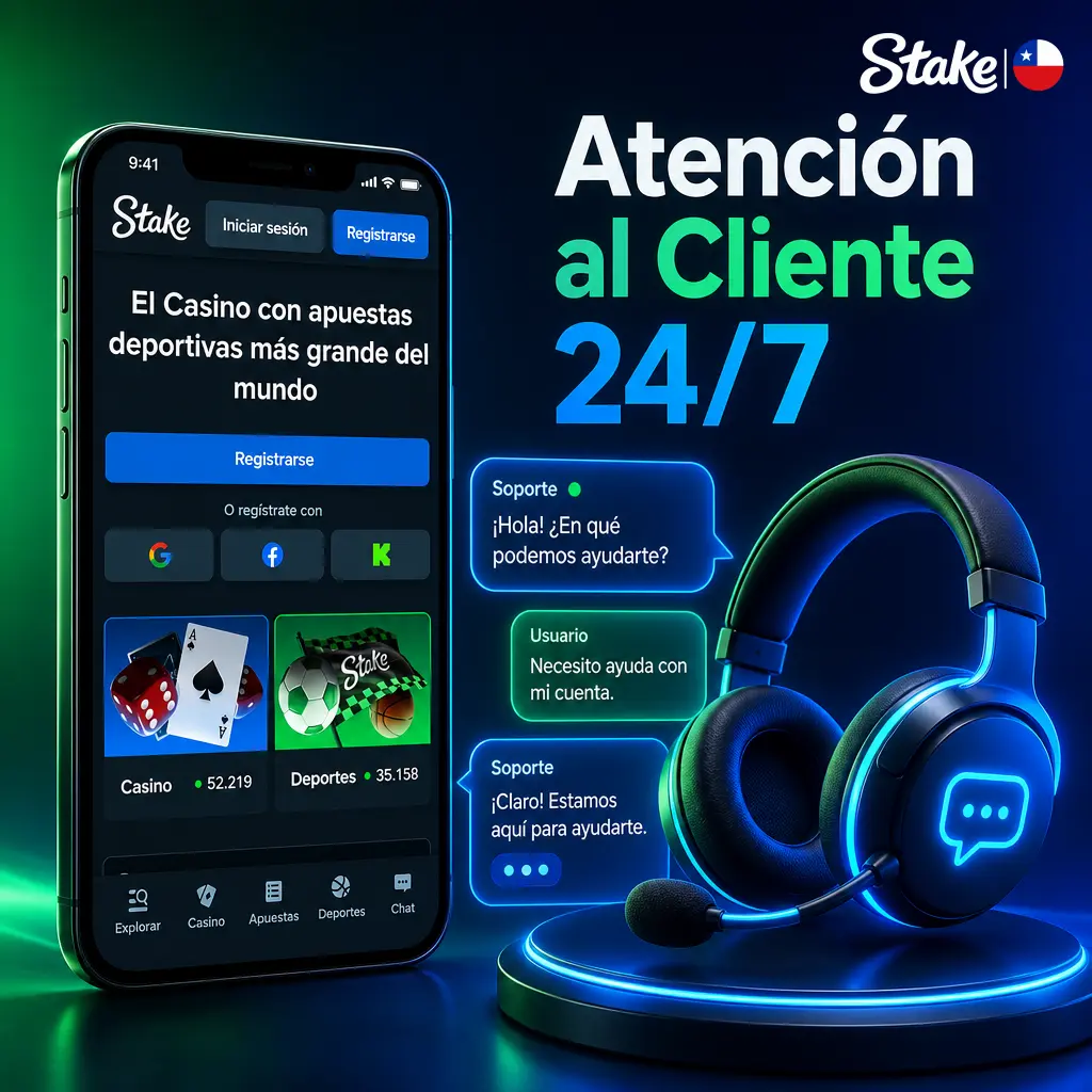 Atención al cliente de Stake disponible 24/7 mediante chat en vivo para resolver consultas y retiros