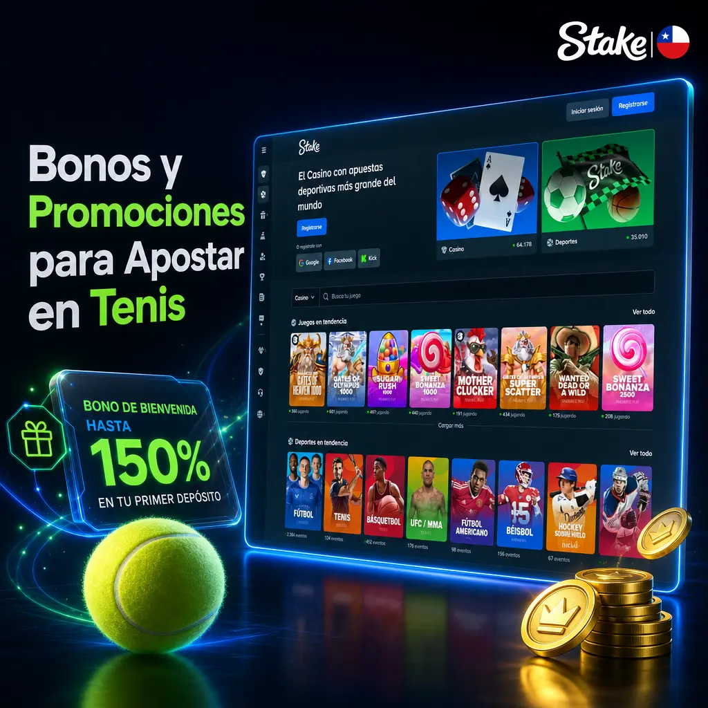 Bonos y promociones de Stake para apostar en tenis: rakeback, recargas semanales, carreras con criptomonedas y beneficios VIP.